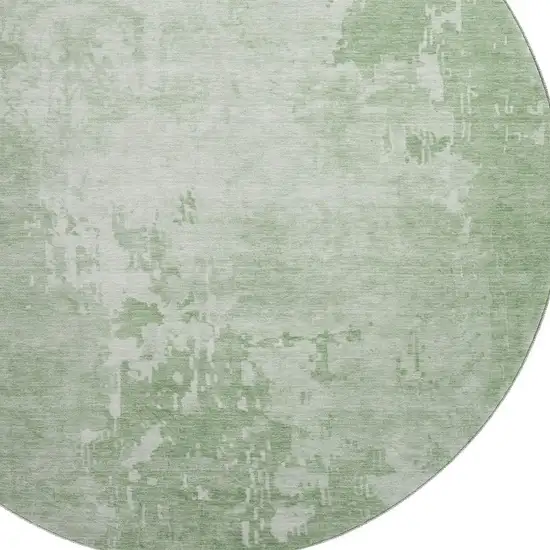 8' X 8' Mint Green And Beige Abstract Washable Round Rug With UV Protection Photo 2