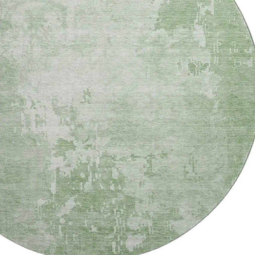 8' X 8' Mint Green And Beige Abstract Washable Round Rug With UV Protection Photo 2