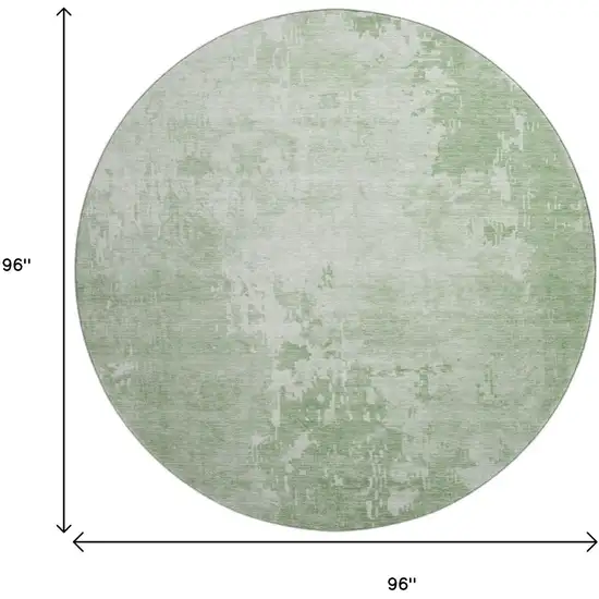 8' X 8' Mint Green And Beige Abstract Washable Round Rug With UV Protection Photo 9