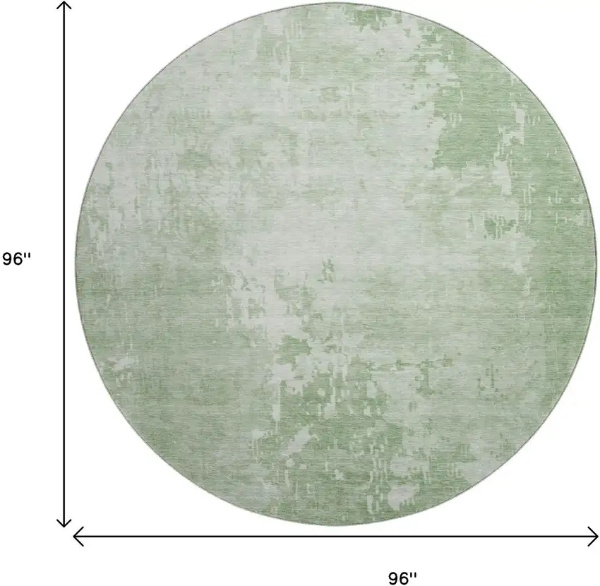 8' X 8' Mint Green And Beige Abstract Washable Round Rug With UV Protection Photo 9