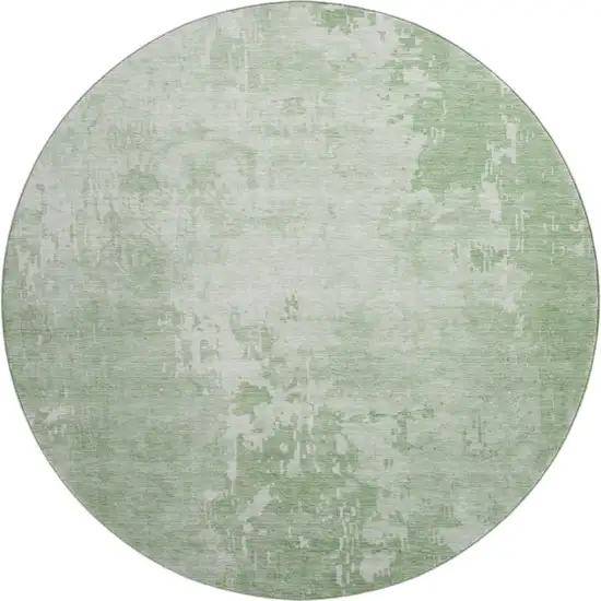 8' X 8' Mint Green And Beige Abstract Washable Round Rug With UV Protection Photo 1