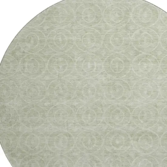 8' X 8' Mint Green And Ivory Geometric Washable Round Rug With UV Protection Photo 2