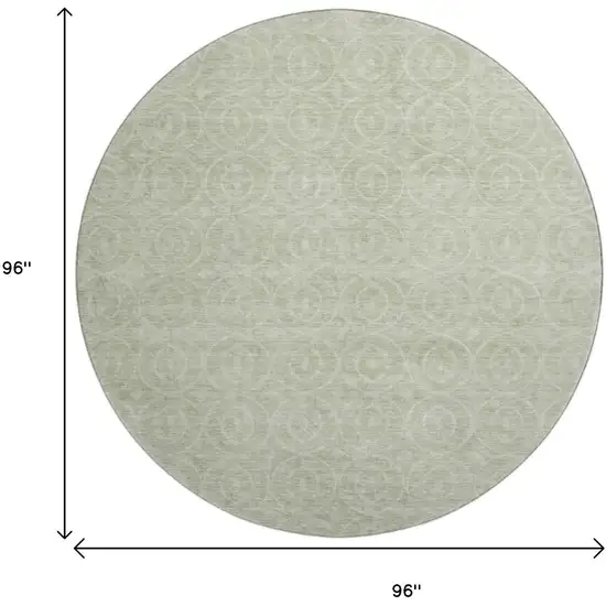 8' X 8' Mint Green And Ivory Geometric Washable Round Rug With UV Protection Photo 9