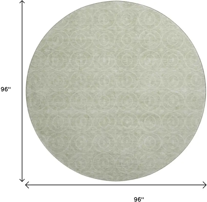 8' X 8' Mint Green And Ivory Geometric Washable Round Rug With UV Protection Photo 9