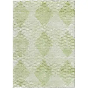 Photo of 3' X 4' Mint Green Geometric Washable Non Skid Indoor Outdoor Area Rug