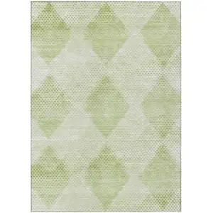 Photo of 3' X 5' Mint Green Geometric Washable Non Skid Indoor Outdoor Area Rug