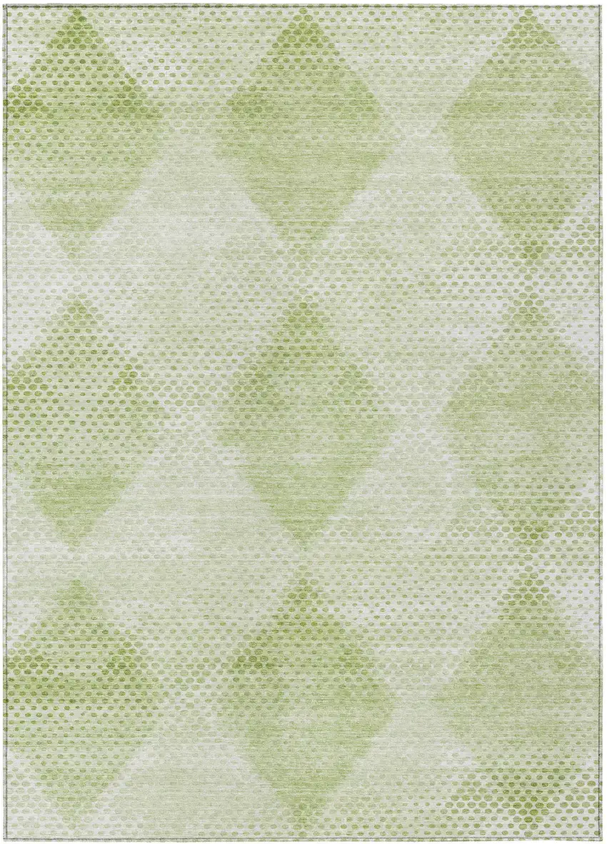3' X 5' Mint Green Geometric Washable Non Skid Indoor Outdoor Area Rug Photo 2