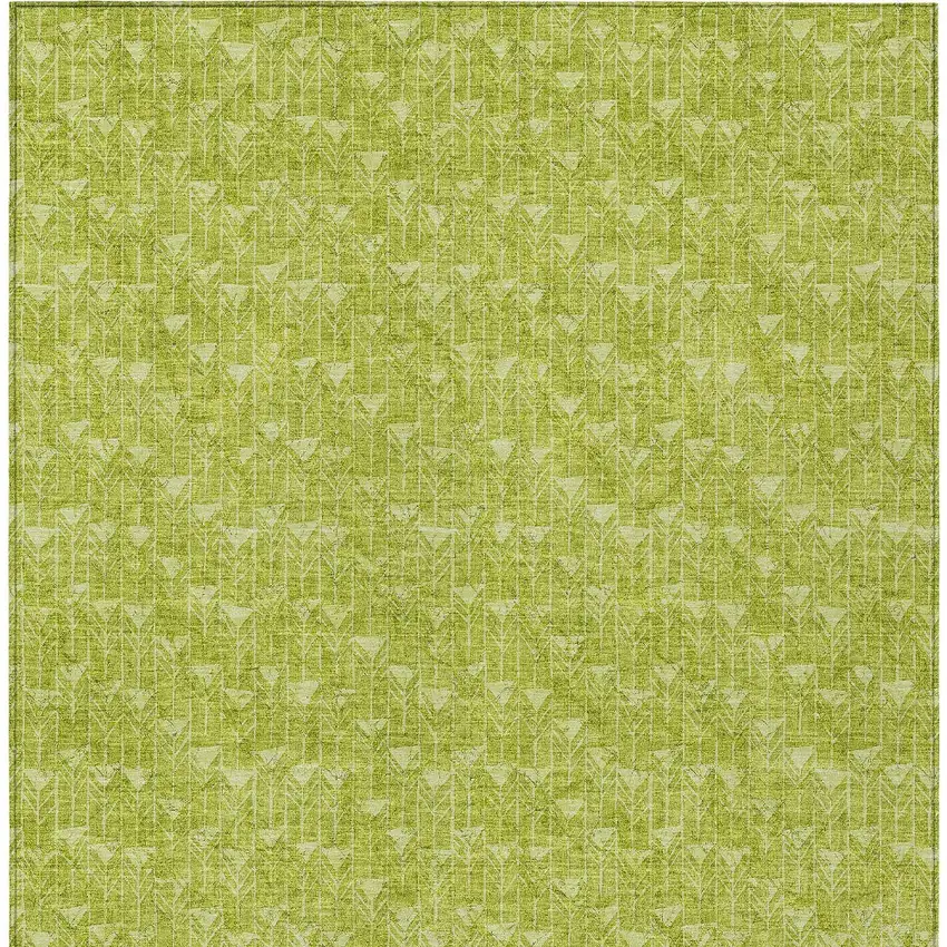 3' X 4' Moss Green Geometric Washable Non Skid Indoor Outdoor Area Rug Photo 6