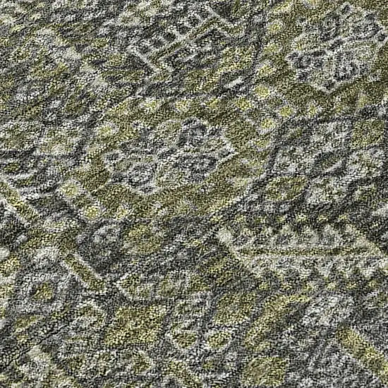 Moss Green And Gray Floral Washable Indoor Outdoor Area Rug Photo 8