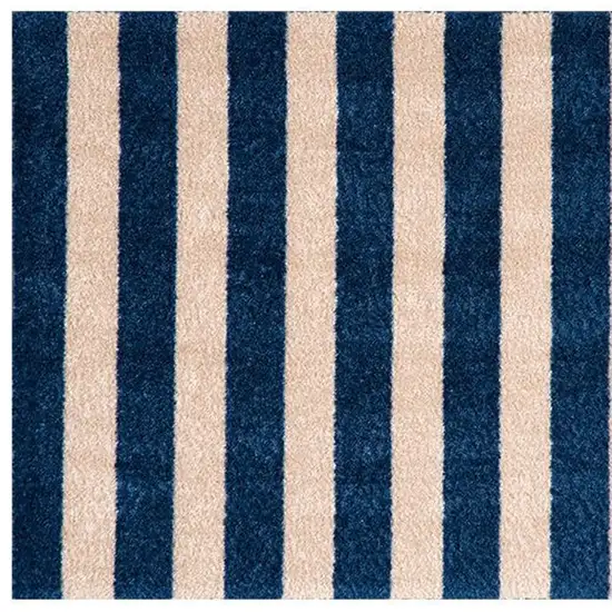 2' X 3' Navy And Sand Striped Tufted Washable Non Skid Area Rug Photo 4