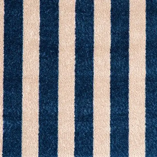 2' X 3' Navy And Sand Striped Tufted Washable Non Skid Area Rug Photo 3