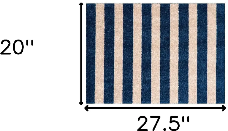 2' X 3' Navy And Sand Striped Tufted Washable Non Skid Area Rug Photo 5