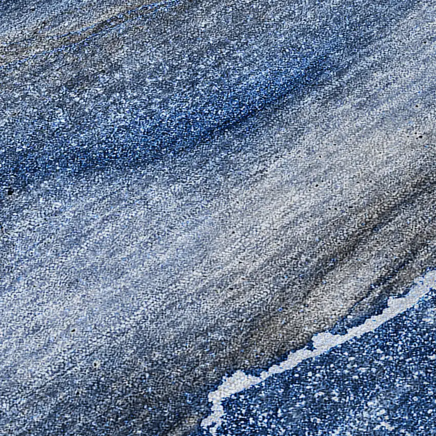 Navy Blue Abstract Washable Non Skid Indoor Outdoor Area Rug Photo 8