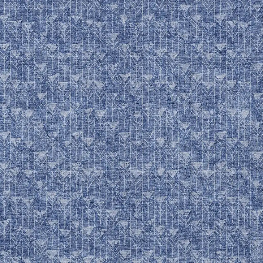 3' X 5' Navy Blue Geometric Washable Non Skid Indoor Outdoor Area Rug Photo 5