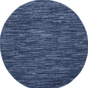 Photo of 4' X 4' Navy Blue Round Non Skid Indoor Outdoor Area Rug