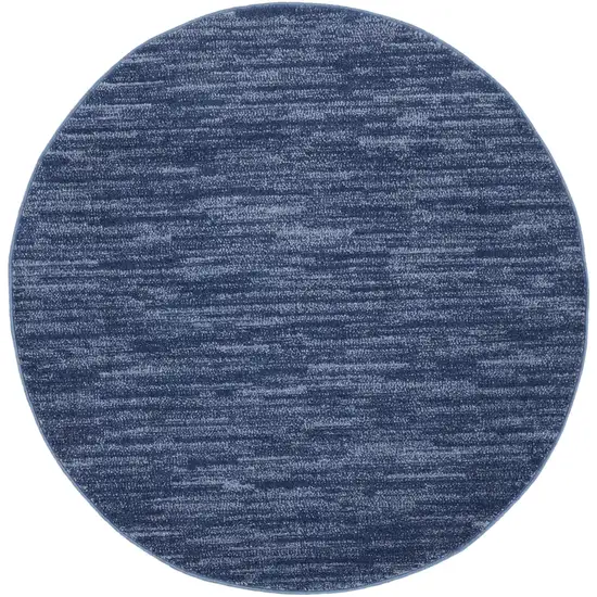4' Blue Round Indoor Outdoor Area Rug Photo 3
