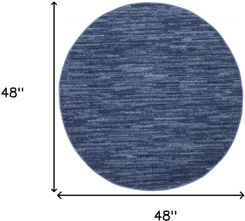 4' Blue Round Non Skid Indoor Outdoor Area Rug Photo 5