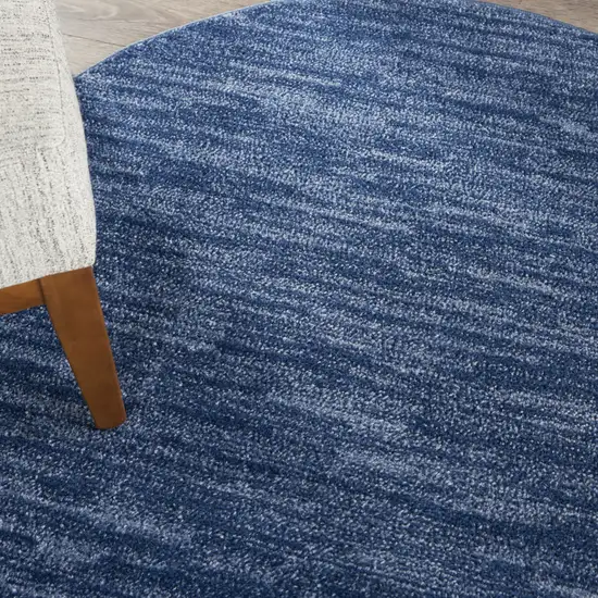4' Blue Round Indoor Outdoor Area Rug Photo 4