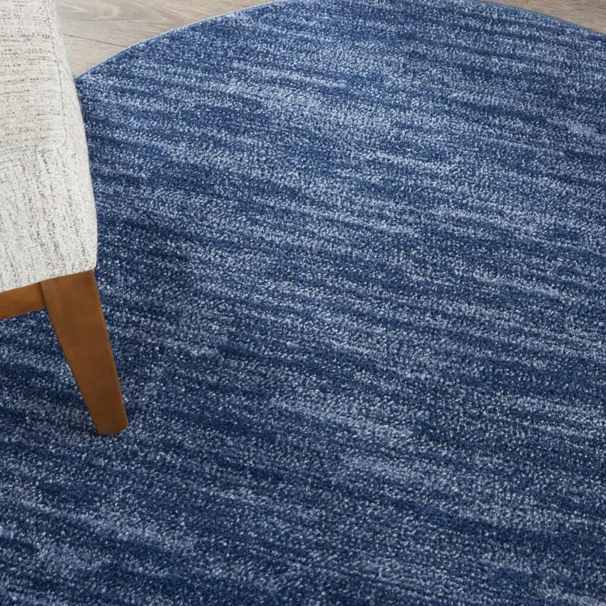 4' Blue Round Indoor Outdoor Area Rug Photo 4
