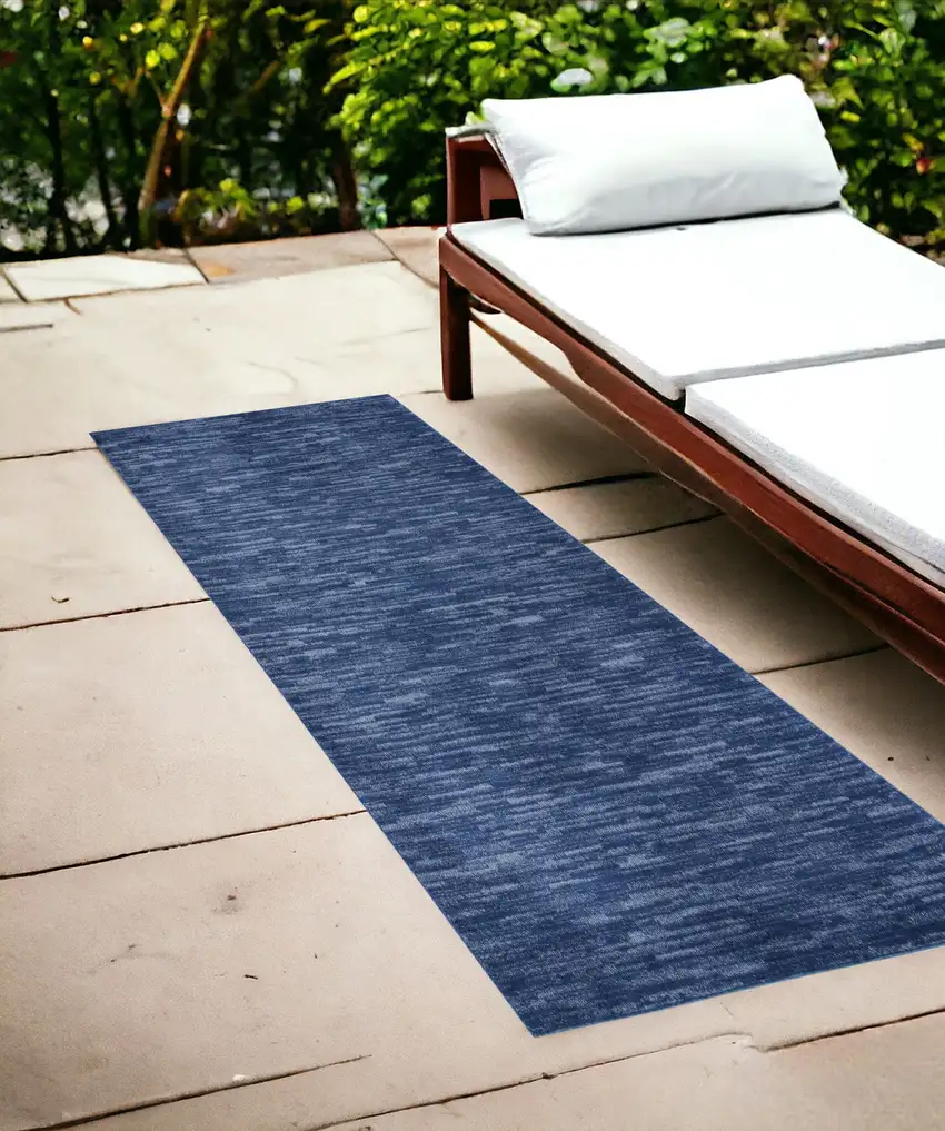 7' Blue Square Non Skid Indoor Outdoor Area Rug Photo 2