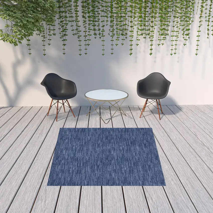 7' X 7' Navy Blue Square Non Skid Indoor Outdoor Area Rug Photo 2