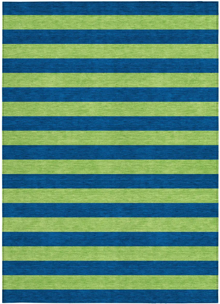 3' X 4' Navy Blue Striped Washable Non Skid Indoor Outdoor Area Rug Photo 5
