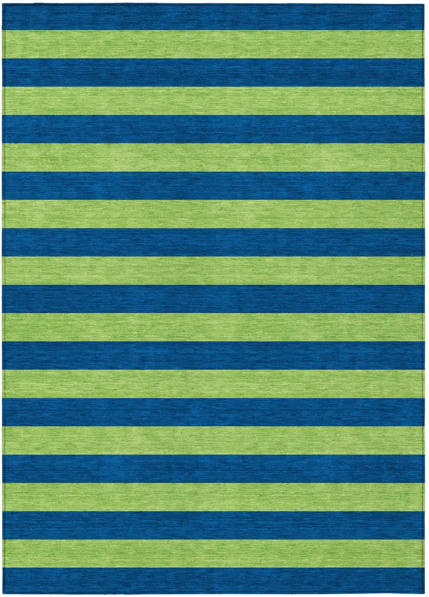 Navy Blue Striped Washable Non Skid Indoor Outdoor Area Rug Photo 2