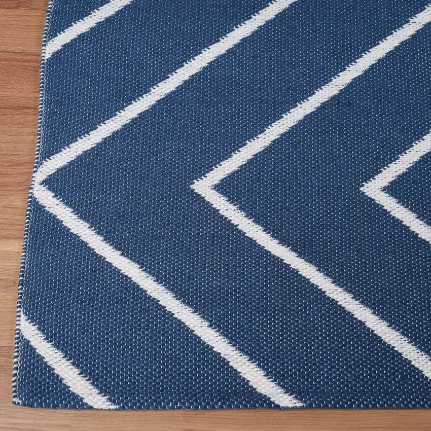 3' X 5' Navy Blue Waves Stain Resistant Indoor Outdoor Area Rug Photo 8