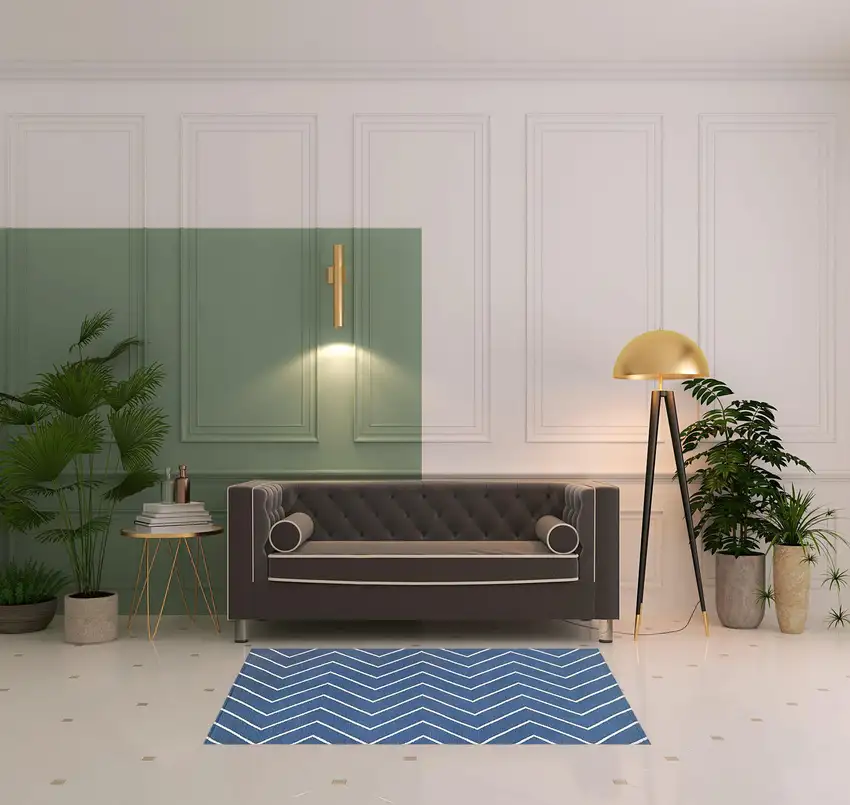 3' X 5' Navy Blue Waves Stain Resistant Indoor Outdoor Area Rug Photo 2