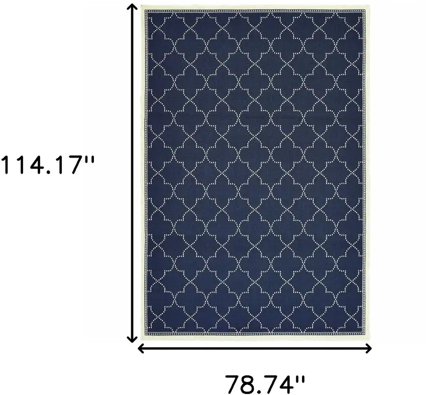 6' X 9' Navy Geometric Stain Resistant Indoor Outdoor Area Rug Photo 9