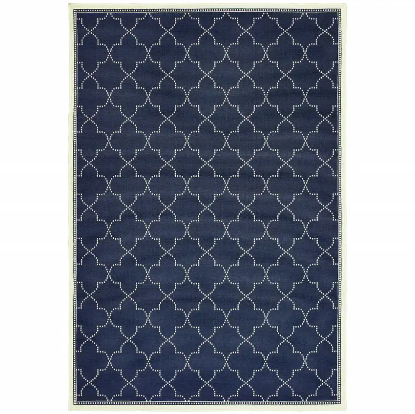 6' X 9' Navy Geometric Stain Resistant Indoor Outdoor Area Rug Photo 1