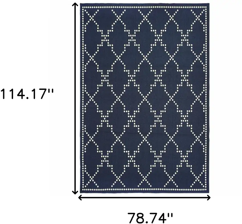 Blue and Ivory Geometric Stain Resistant Indoor Outdoor Area Rug Photo 3