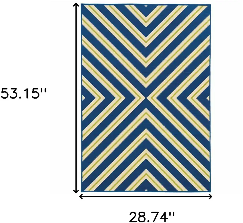 3' X 5' Navy Geometric Stain Resistant Indoor Outdoor Area Rug Photo 5