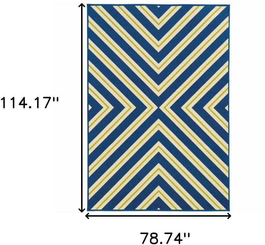 6' X 9' Navy Geometric Stain Resistant Indoor Outdoor Area Rug Photo 5