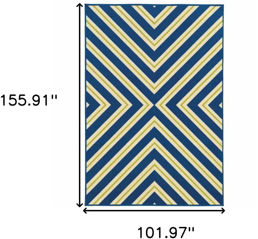 9' X 13' Navy Geometric Stain Resistant Indoor Outdoor Area Rug Photo 5