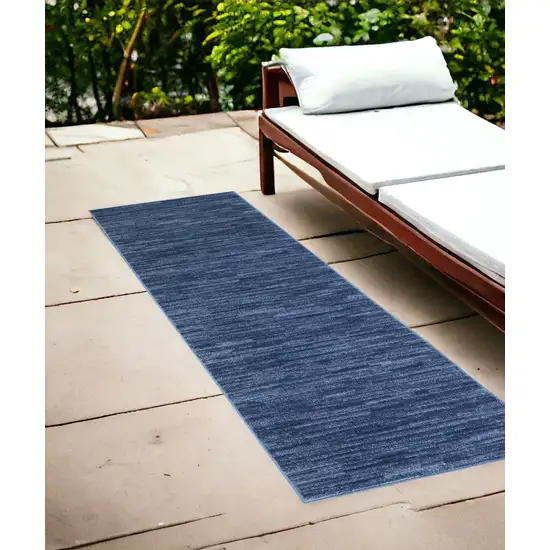 6' Blue Non Skid Indoor Outdoor Runner Rug Photo 2