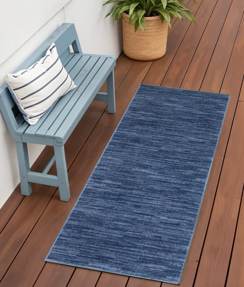 6' Blue Non Skid Indoor Outdoor Runner Rug Photo 1