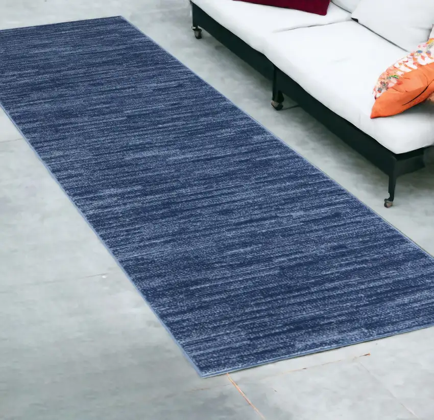 8' Blue Non Skid Indoor Outdoor Runner Rug Photo 2