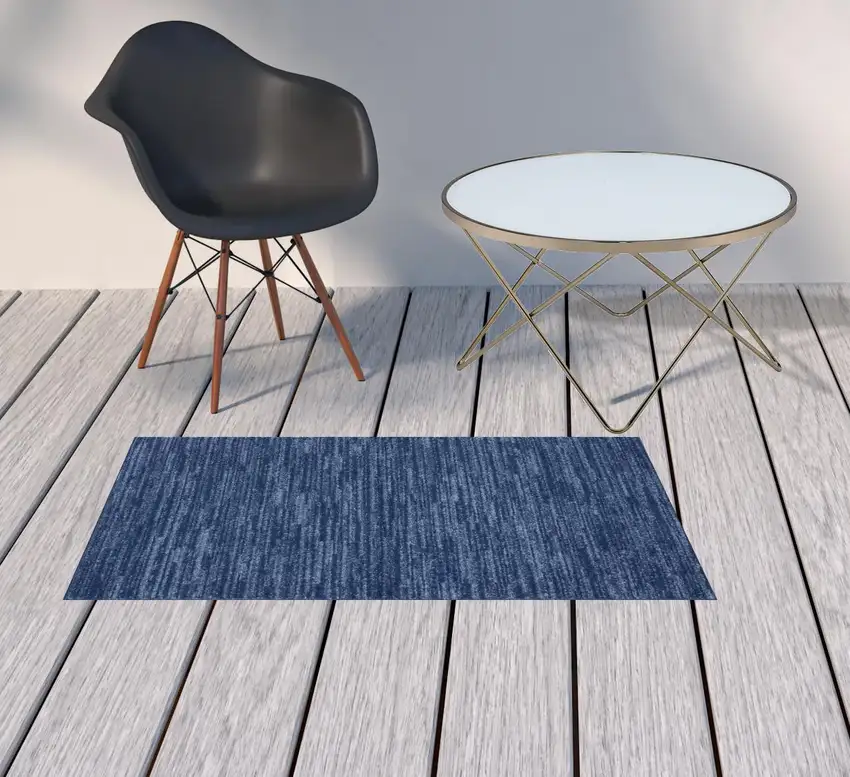 2' X 4' Navy Non Skid Indoor Outdoor Runner Rug Photo 2