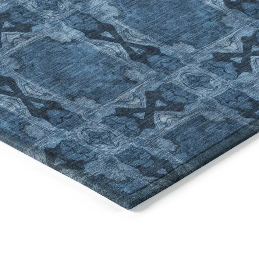 3' X 4' Navy and Gray Floral Medallion Washable Non Skid Indoor Outdoor Area Rug Photo 7