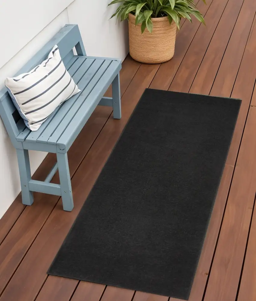 2' X 6' Black Non Skid Indoor Outdoor Runner Rug Photo 2