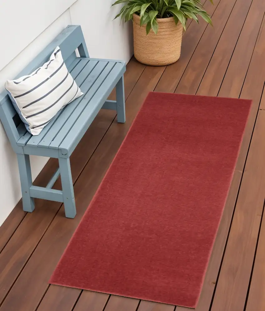6' Brick Red Indoor Outdoor Runner Rug Photo 2