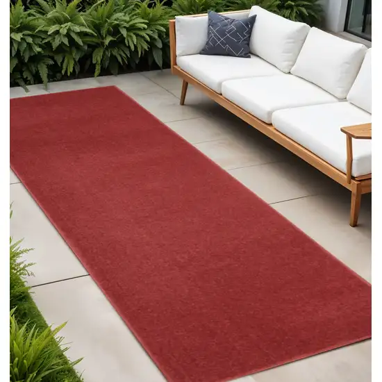 2' X 8' Brick Red Non Skid Indoor Outdoor Runner Rug Photo 1