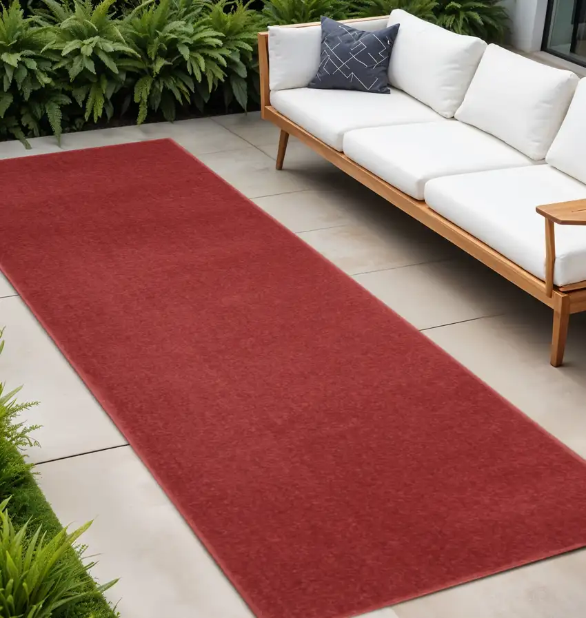 2' X 8' Brick Red Non Skid Indoor Outdoor Runner Rug Photo 1
