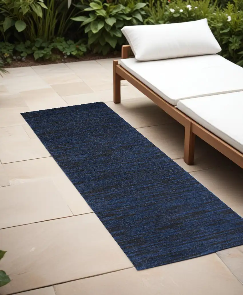 6' Midnight Blue Stain Resistant Indoor Outdoor Runner Rug Photo 1