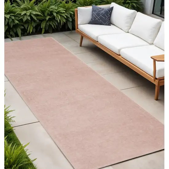 8' Pink Indoor Outdoor Runner Rug Photo 2