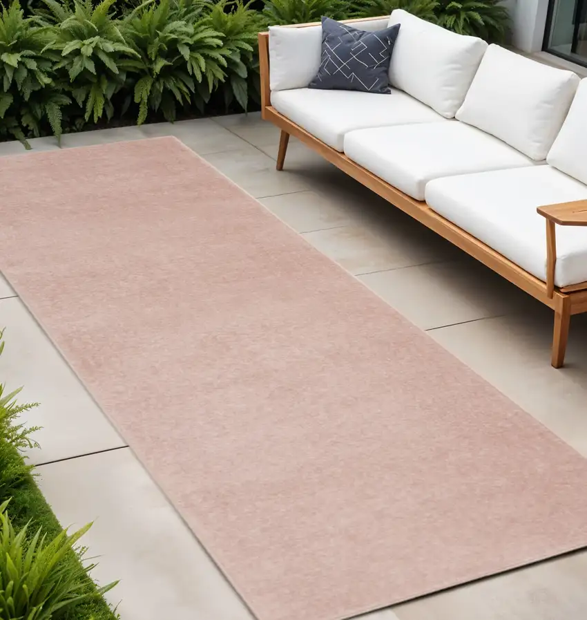 8' Pink Indoor Outdoor Runner Rug Photo 2