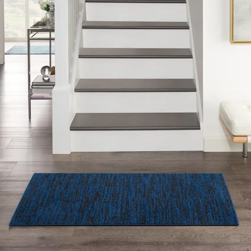 Midnight Blue Stain Resistant Indoor Outdoor Area Rug Photo 6