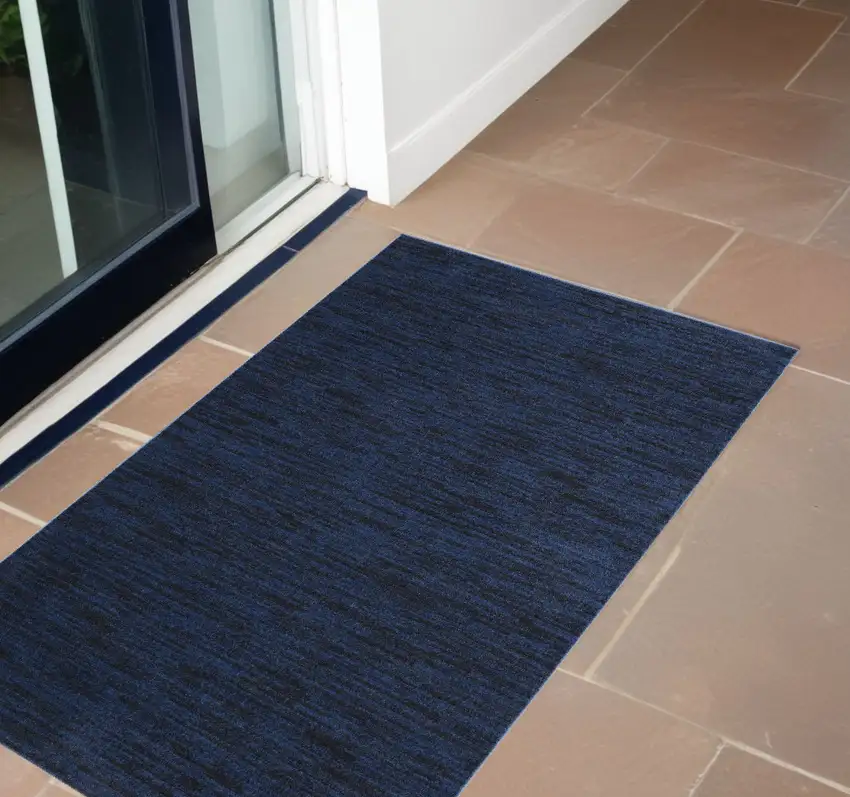 Midnight Blue Stain Resistant Indoor Outdoor Area Rug Photo 1