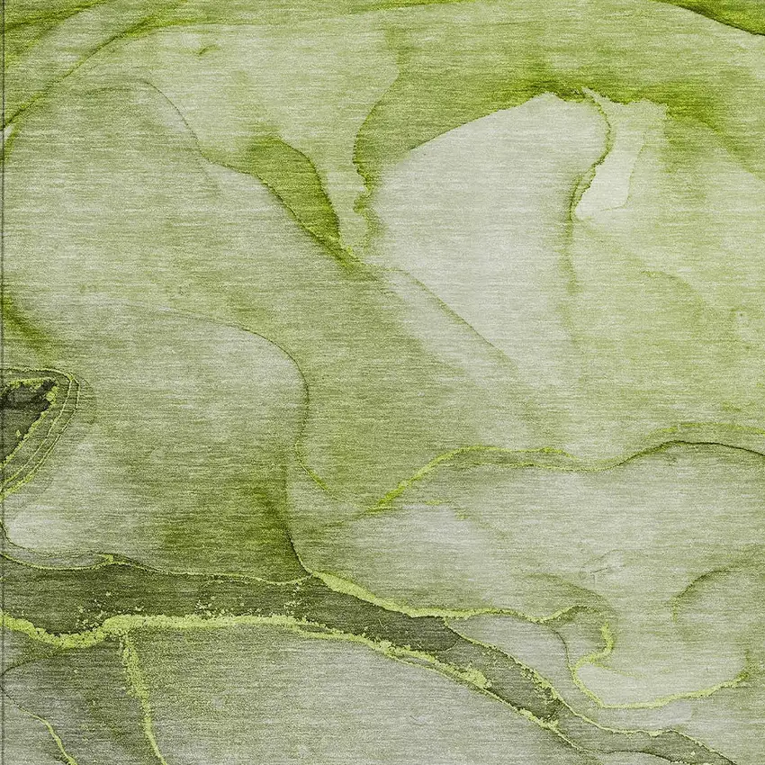 3' X 5' Olive Green Abstract Washable Non Skid Indoor Outdoor Area Rug Photo 6